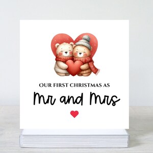 Carte de Noël personnalisée, 1er Noël en tant que M. et Mme, carte de premier Noël de mariés, carte de Noël amour ours, carte de Noël irlandaise