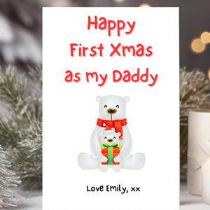 Buon primo Natale come papà, il primo Natale di papà, il primo Natale da papà, biglietto di auguri di Natale per papà, dal bambino al papà a Natale