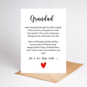 Poème de bump to papy, joyeuse fête des pères, cadeau grand-père, nouveau cadeau grand-père, carte de fête des pères, révélation de grossesse