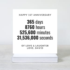 Tarjeta de aniversario, Días, Estadísticas Tarjeta de aniversario de un año, Aniversario de algodón, Aniversario de un año, Esposa, Tarjeta de aniversario de marido,