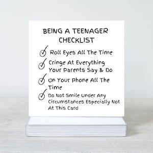 Lista de verificación para adolescentes, tarjeta de cumpleaños divertida para adolescentes, tarjeta de cumpleaños número 13, 14, 15 y 16, tarjeta de cumpleaños para hijo e hija adolescente