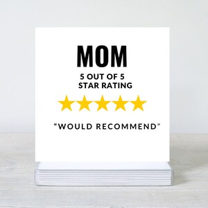 Tarjeta de cumpleaños para mamá, Tarjeta de cumpleaños de 5 estrellas para mamá, Recomendaría, Tarjeta de alta calificación para ella, Cumpleaños de la madre, Tarjeta divertida del Día de la Madre,