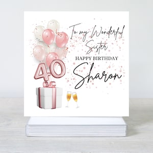 Joyeux 40e anniversaire, carte fabuleuse à 40 ans, carte personnalisée de 40e anniversaire de soeur, joyeux 40e anniversaire de soeur, née en 1984