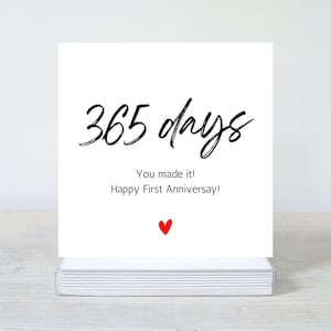 Tarjeta de aniversario, Días, Tarjeta de aniversario de un año de estadísticas, Aniversario de algodón, Aniversario de un año, Tarjeta de aniversario de esposa, Marido, 365 días
