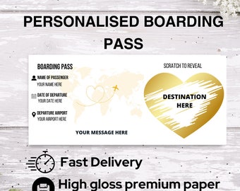 Boarding Pass, Personalized Scratch Reveal For Surprise Holiday, Surprise Holiday Destination Ticket, Holiday Gift, Fake Pass, Scratch Card