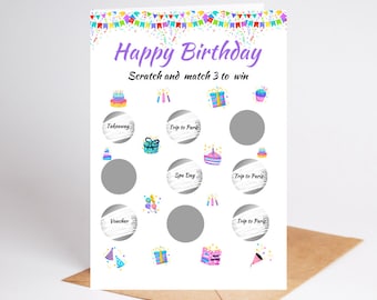 Personalized Birthday Scratch Card: Surprise Gift Card.