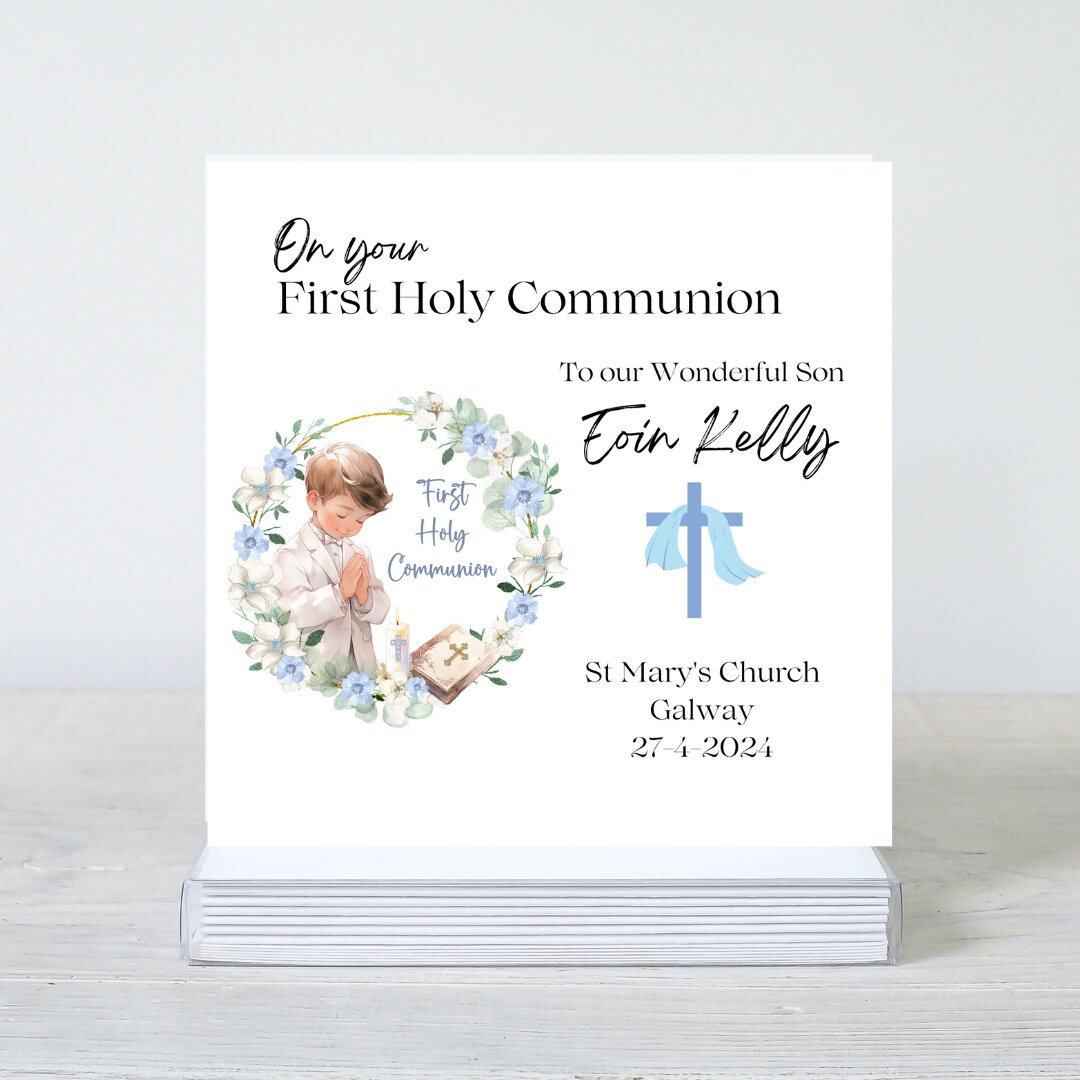 Personalized First Holy Communion Card for Boy: Irish Design. - Etsy