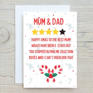 Tarjeta de Navidad para padres, tarjeta de Navidad para mamá y papá, tarjeta de Navidad divertida, tarjeta de Navidad sarcástica, tarjeta de vacaciones para padres, vacaciones divertidas