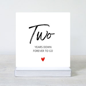 Tarjeta de aniversario de 2 años, tarjeta de aniversario para novio, tarjeta de aniversario para novia, aniversario para esposo, para esposa, algodón
