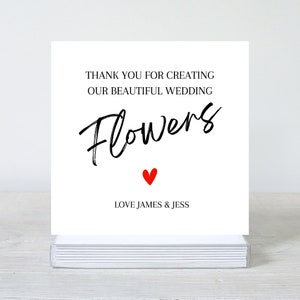 Tarjeta de agradecimiento de florista, tarjeta de agradecimiento de boda para florista, gracias por nuestras hermosas flores de boda, agradecimiento de boda simple