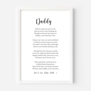 Daddy to be gedicht van hobbel Fysieke print, A4, A5, Vaderdag, Daddy to be cadeau, nieuwe vader als cadeau, zwangerschapsaankondiging, cadeau nieuwe vader