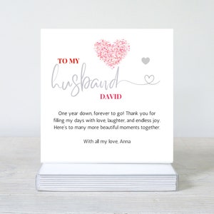 Tarjeta personalizada de aniversario de 1 año, tarjeta de aniversario para esposo, novio, tarjeta de aniversario para esposa novia, aniversario para esposo