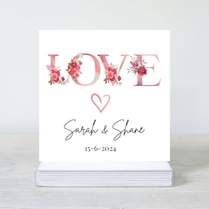 Tarjeta de amor floral de acuarela personalizada, Boda de amor, Tarjeta de compromiso, Tarjeta de boda irlandesa, Para la pareja feliz, Tarjeta de Sr. y Sra.