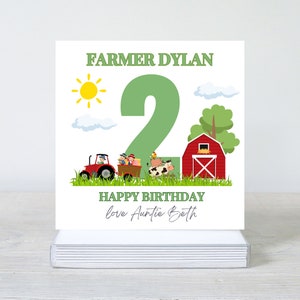 Joyeux anniversaire fermier, carte d'anniversaire de tracteur, 2e anniversaire, carte de tracteur pour enfants, 2e carte de ferme, joyeux 2e anniversaire, carte de paysan irlandais,