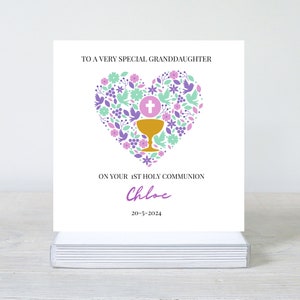 Tarjeta de Primera Comunión Personalizada, Tarjeta de Comunión para Niña, Tarjeta de Primera Comunión para Nieta, Sobrina, Hija, Ahijada