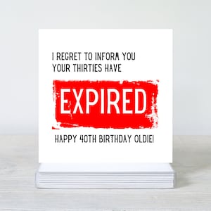 Tarjeta de 40 cumpleaños, 40 hoy, Tarjeta de cumpleaños divertida para ella, Para él, Feliz 40 cumpleaños, Los treinta han pasado, Regalo de cumpleaños importante