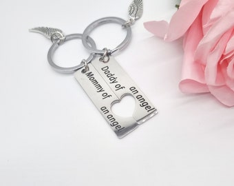 Infant Loss Keychain Set: Mommy & Daddy of an Angel, Remembrance Gift