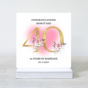 パーソナライズされた 40 周年結婚記念日カード、ルビー 40 周年、40 周年おめでとう、結婚 40 周年、ママとパパ、アイルランド カード