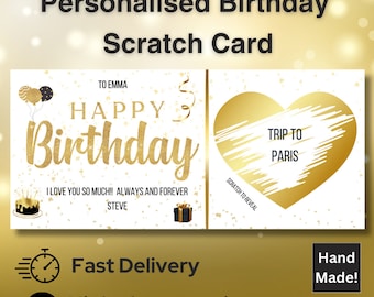 Bon cadeau d'anniversaire personnalisé à gratter, carte à gratter or spéciale anniversaire, carte à gratter, carte à gratter or, carte à gratter d'anniversaire