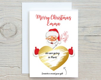 Merry Christmas Scratch and Reveal, gepersonaliseerde kerstkraskaart, Santa Surprise Reveal, Scratch To Reveal