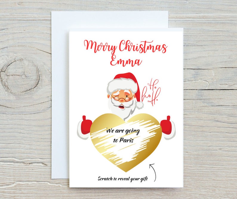 Merry Christmas Scratch and Reveal, Personalised Christmas Scratch Card, Santa Surprise Reveal, Scratch To Reveal image 1