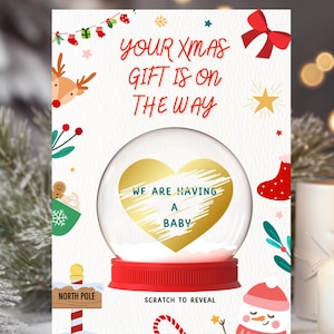 Carte à gratter d’annonce de grossesse de Noël, annonce de bébé de Noël, carte à gratter personnalisée, annonce de grossesse pour partenaire