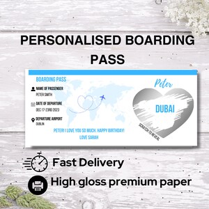 Carta d'imbarco personalizzata Scratch Reveal, Scratch Reveal per vacanze a sorpresa, Biglietto blu per vacanze a sorpresa, Regalo di festa, Pass falso