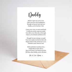 Annuncio di gravidanza con poesia del futuro papà, biglietto A5 per il compleanno di papà con busta, biglietto per la festa del papà, rivelazione della gravidanza, futuro papà, pancione
