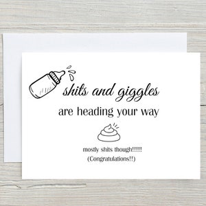 Tarjeta de bebé Shits & Giggles, tarjeta divertida para bebé, nuevo bebé, tarjeta para nuevos padres, tarjeta hecha en Irlanda, tarjeta de felicitaciones para nuevos padres,