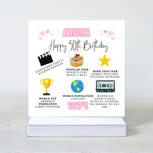 50. Geburtstagskarte für Mama, Fact Geburtstagskarte für Mama, Geschenk für Mama, Meilenstein Geburtstagskarte, Geschenk für Mama, Mama, für Sie, geboren 1974