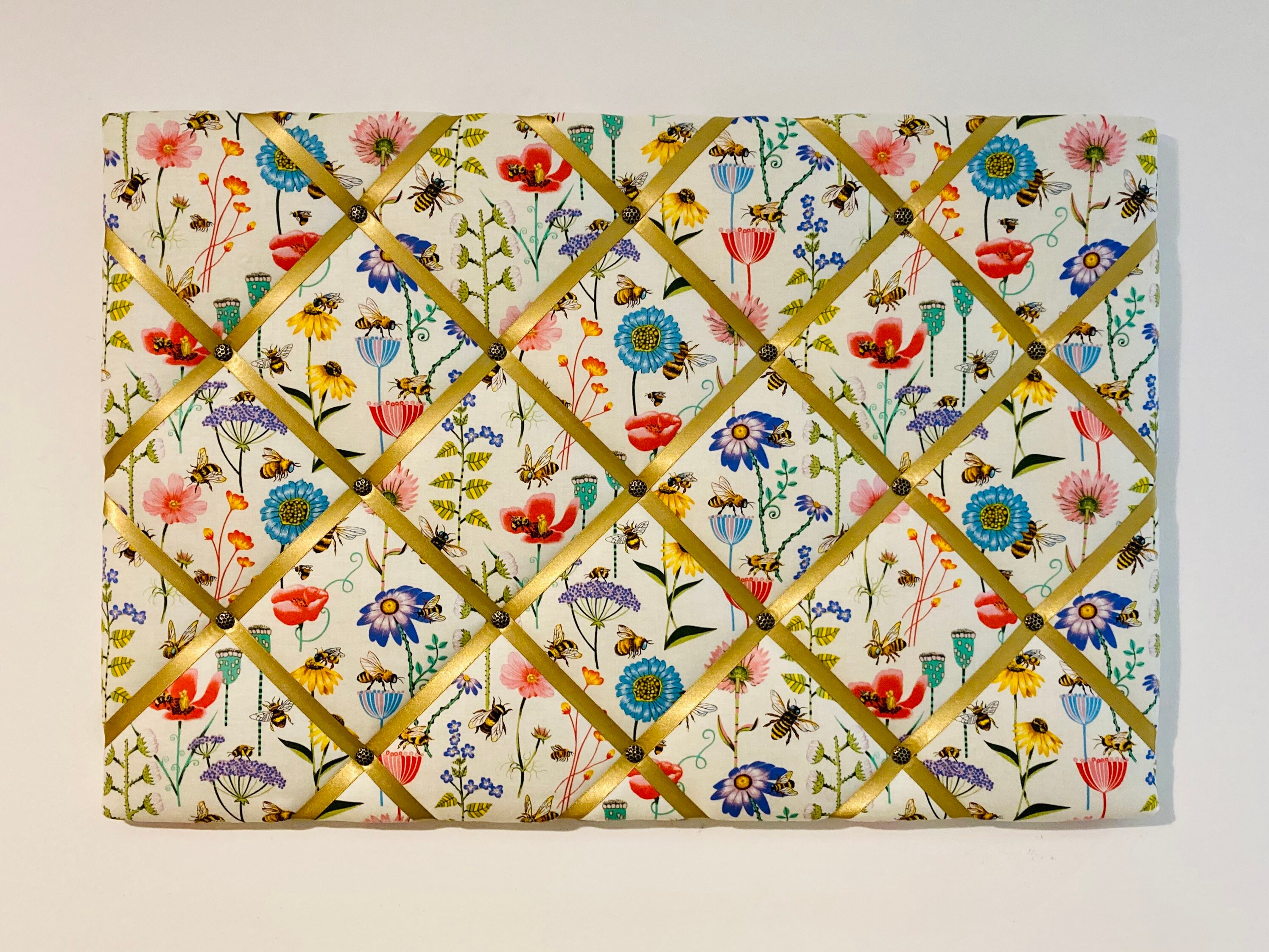 Honeybee Flowers Fabric Noticeboard Memoboard Pinboard Etsy UK