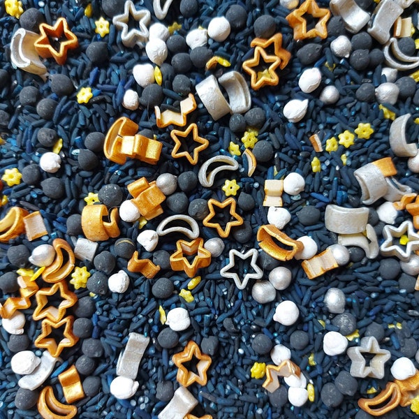 Space Starry Night's Sky. Sensory Base Rice, Chickpeas & Pasta. Playset/Sensory Bin. Montessori. Tuff Tray Play Filler. Moon. Stars. 250g+