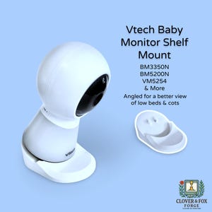VTech Baby Monitor Camera Mount: Angled Shelf, No-Drill, 3D Printed