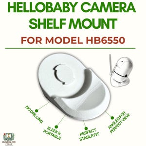 HelloBaby HB6550 Baby Monitor Camera Shelf Mount | No-Drill Angled Holder | 3D Printed in Aus