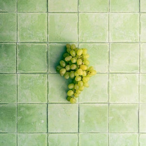 Verde Green Tiles Food and Product Photography Backdrop, Paper Backdrop, Printed Backdrop