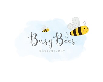INSTANT DOWNLOAD, Bee Logo, Bumble Bee Logo, Photography Logo, Watermark Logo, Boutique Logo, Nursery Bee logo, Watercolor Bee Logo