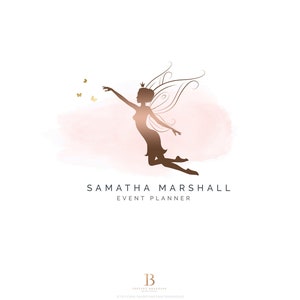 INSTANT DOWNLOAD, Event Planner Logo, Fairy Logo, Photography Logo, Butterfly Logo, Boutique Logo, Rose Gold Watercolor Logo, Feminine Logo
