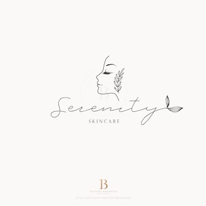 INSTANT DOWNLOAD Woman Line Art Beauty Logo Design, Beauty Face Modern Minimalistic Skincare Logo, Makeup Artist Logo, Feminine Logo
