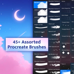 45+ Assorted Procreate Brush Pack | Beginners Landscape Brushes