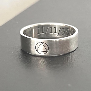 Handgemaakte zilveren soberheidsring; Op maat gemaakte sobere datumring; Herstelring; Zilveren AA-ring; Gepersonaliseerde soberheidsdatumring; Herstelsieraden