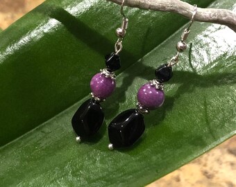 Purple & black earrings