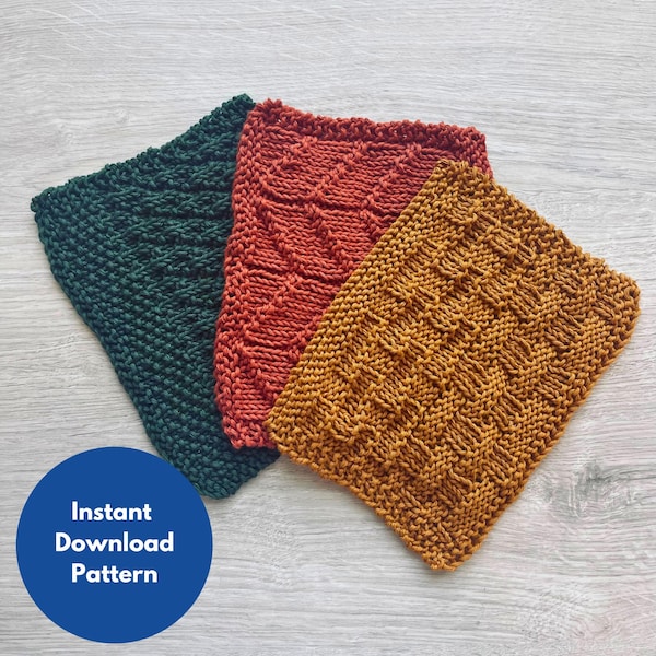 Patrón de tejido para paño de cocina de otoño: punto y revés para principiantes (paquete de patrones en PDF)