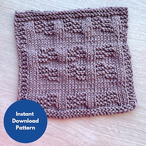 Lavender Dots Dishcloth Knitting Pattern / Easy Dishcloth Knitting Pattern