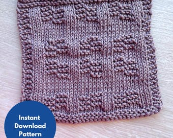 Lavender Dots Dishcloth Knitting Pattern: Easy Beginner Knit (PDF Pattern