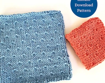 Tiny Drops Easy Dishcloth Knitting Pattern- Beginner Knitting Pattern