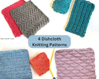 Easy Dishcloth Knitting Pattern Bundle For Beginners