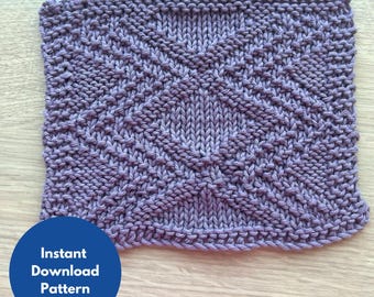 Easy Dishcloth Knitting Pattern: Beginner Knit & Purl (PDF Pattern)