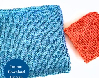 Tiny Drops Dishcloth Knitting Pattern: Beginner Easy Knit (PDF Pattern)