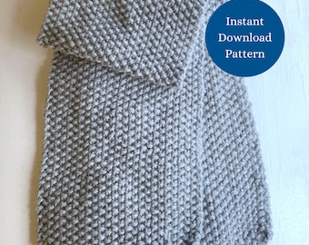 Waffle Knit Scarf Knitting Pattern, Beginner Knitting Pattern, Chunky Knit Scarf Pattern, Knitted Scarf, Unisex Scarf