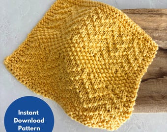 Sunrise Dishcloth Knitting Pattern | Beginner Knit Pattern | Easy Knit & Purl Dishcloth | Cotton Washcloth Pattern | Instant Download PDF